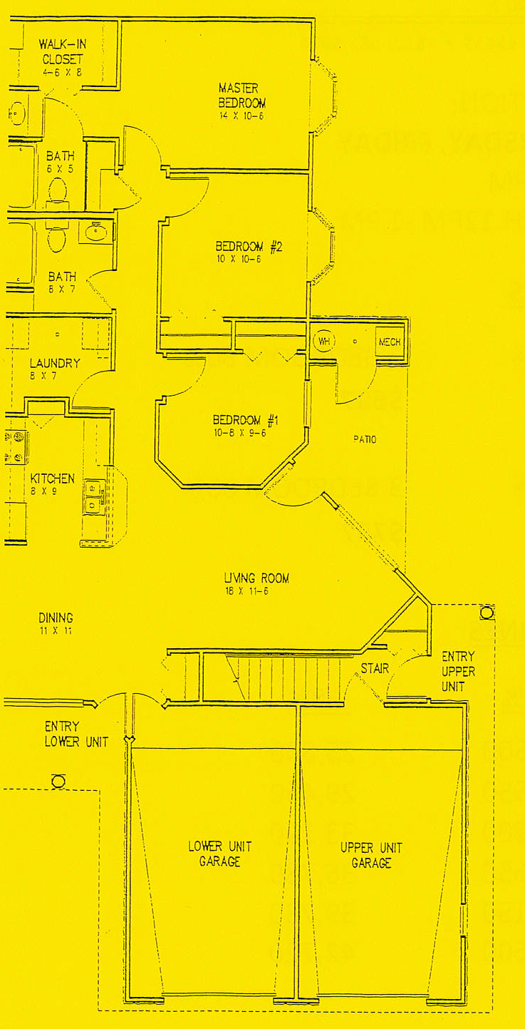 Floor plan for 3 beds, 2 baths, 1225 sqft